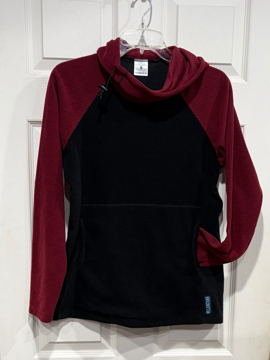 Melanzana Sweaters - Melanzana Women’s Medium Micro Grid Hoodie Black Dark Red Jacket GUC Microgrid